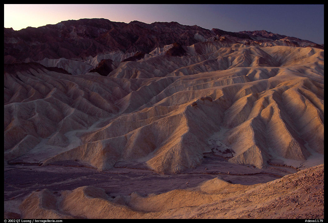 Zabriskie point at dusk. Death Valley National Park, California, USA.