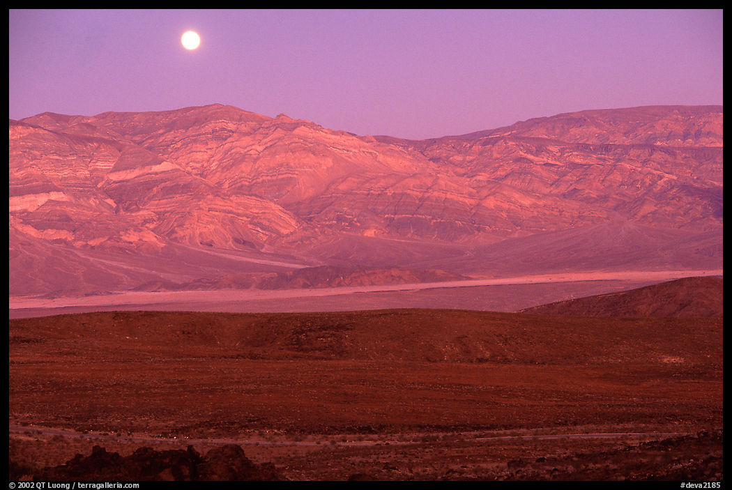 Moonrise over the Panamint range. Death Valley National Park, California, USA.