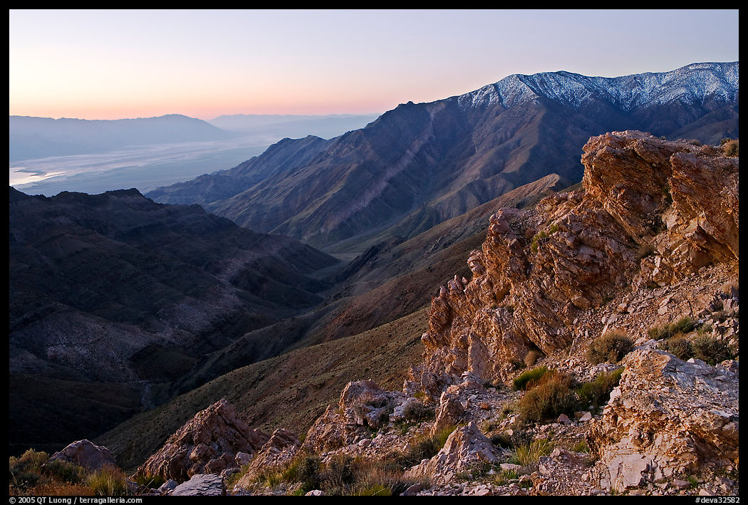Canyon and Death Valley from Aguereberry point, sunrise. Death Valley National Park, California, USA.