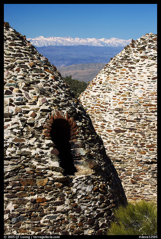 Charcoal kilns with Sierra Nevada in backgrond. Death Valley National Park, California, USA.