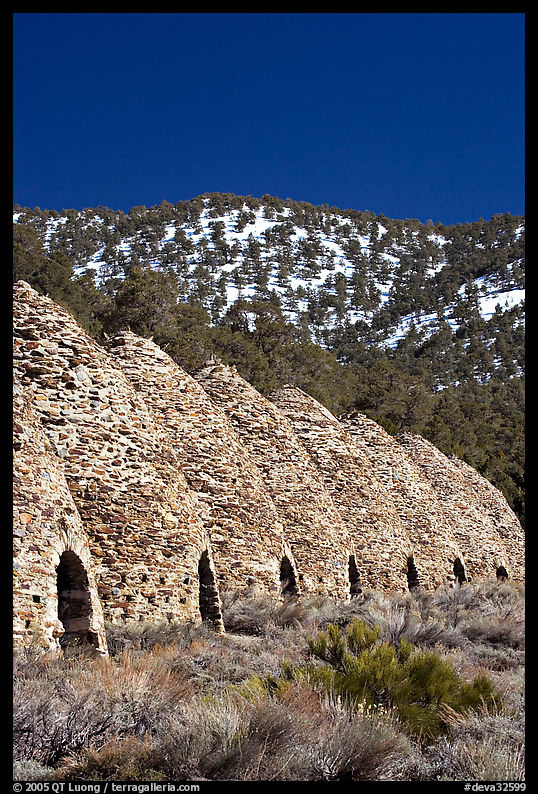Wildrose charcoal kilns, in operation from 1877 to 1878. Death Valley National Park, California, USA.