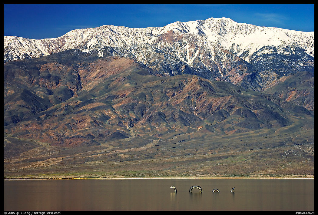 Telescope Peak, rare Manly Lake with dragon. Death Valley National Park, California, USA.