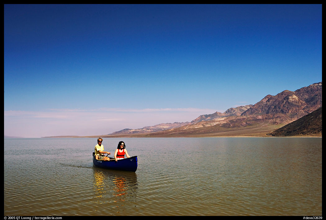 Canoe in Death Valley Lake in March 2005. Death Valley National Park, California, USA.