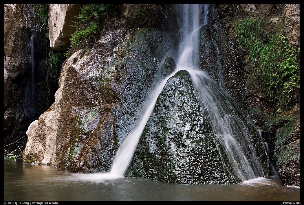 Darwin Falls drops into desert pool. Death Valley National Park, California, USA.