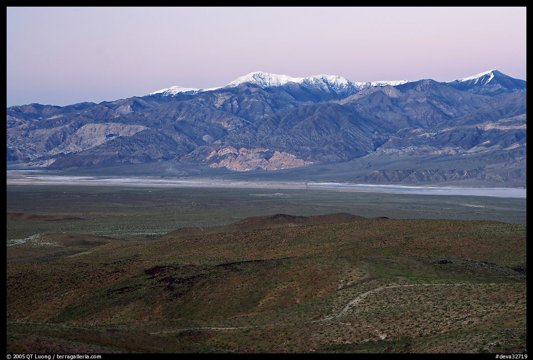 Panamint Valley and Panamint Range, dusk. Death Valley National Park