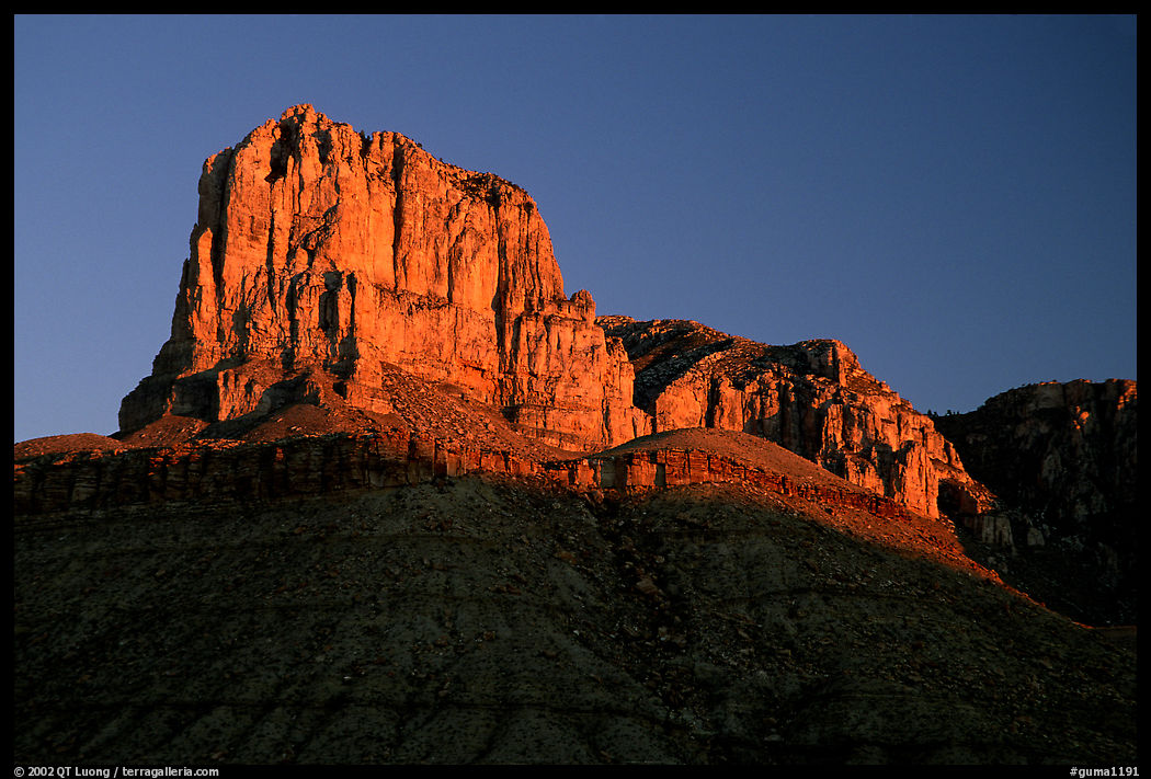 El Capitan from Guadalupe Pass, sunrise. Guadalupe Mountains National Park, Texas, USA.