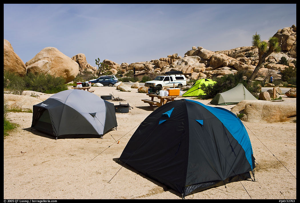 Tents, Hidden Valley Campground. Joshua Tree  National Park, California, USA.