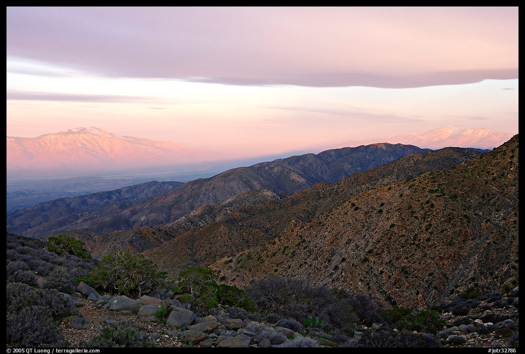 Mt San Jacinto and Signal Mountain from Keys View, sunrise. Joshua Tree  National Park