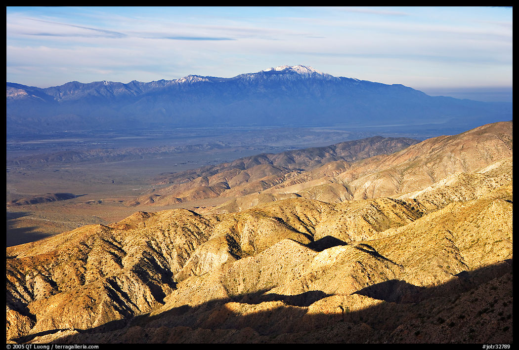 Valley and hills from Keys View, early morning. Joshua Tree  National Park, California, USA.