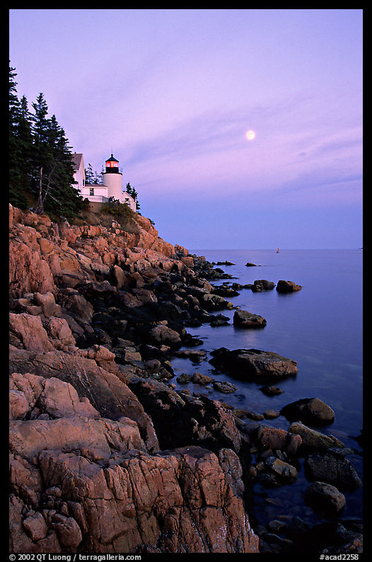 Bass Harbor lighthouse, sunset. Acadia National Park, Maine, USA.