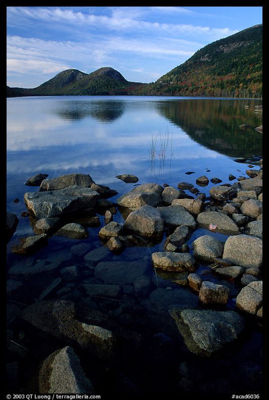 Jordan Pond and the hills named the Bubbles. Acadia National Park, Maine, USA.