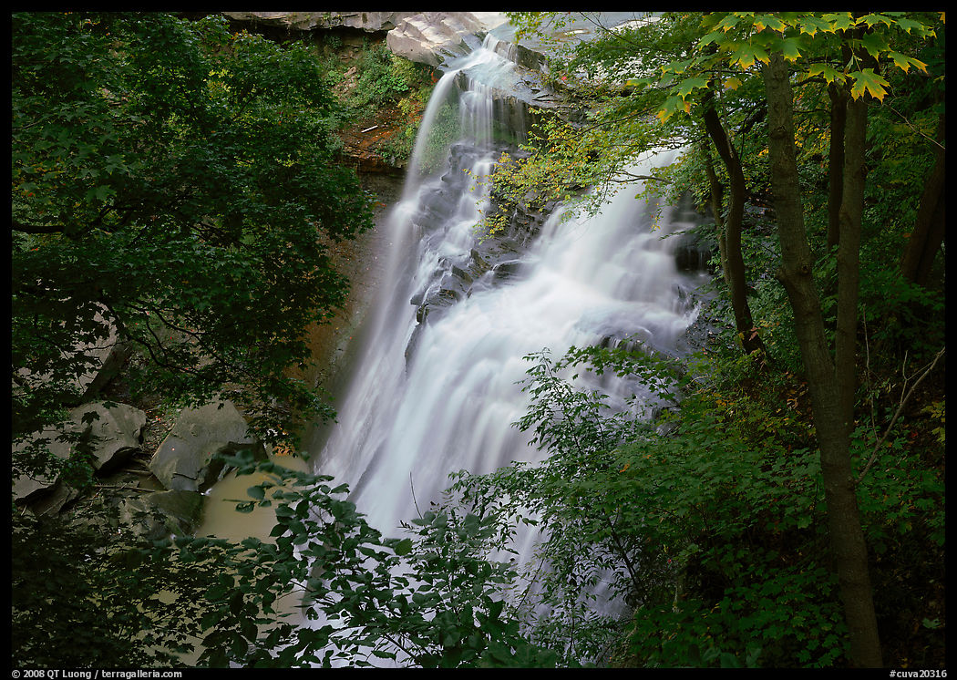 Brandywine falls in forest. Cuyahoga Valley National Park, Ohio, USA.