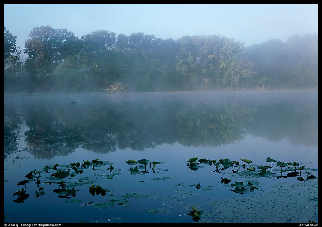 Mist on Kendall lake. Cuyahoga Valley National Park, Ohio, USA.