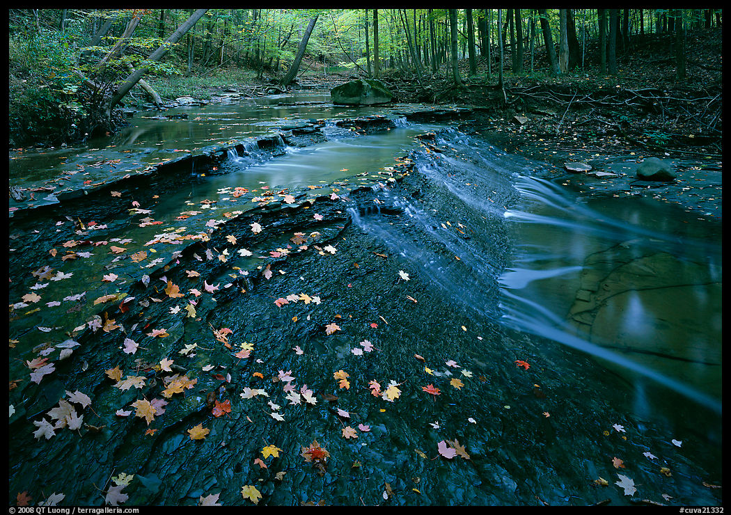 Cascading stream near Bridalveil falls. Cuyahoga Valley National Park, Ohio, USA.