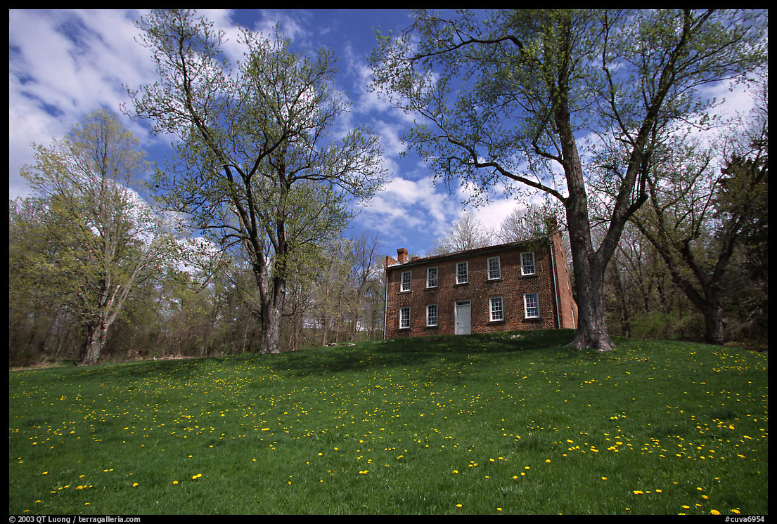 Frazee house with spring wildflowers. Cuyahoga Valley National Park