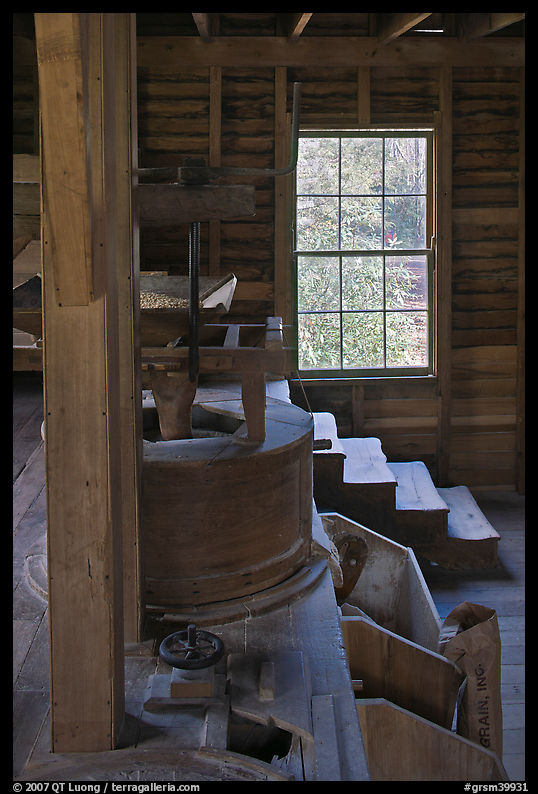 Main room of Mingus Mill, North Carolina. Great Smoky Mountains National Park, USA.