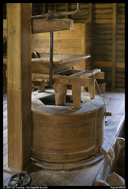 Grist stone, Mingus Mill, North Carolina. Great Smoky Mountains National Park, USA.