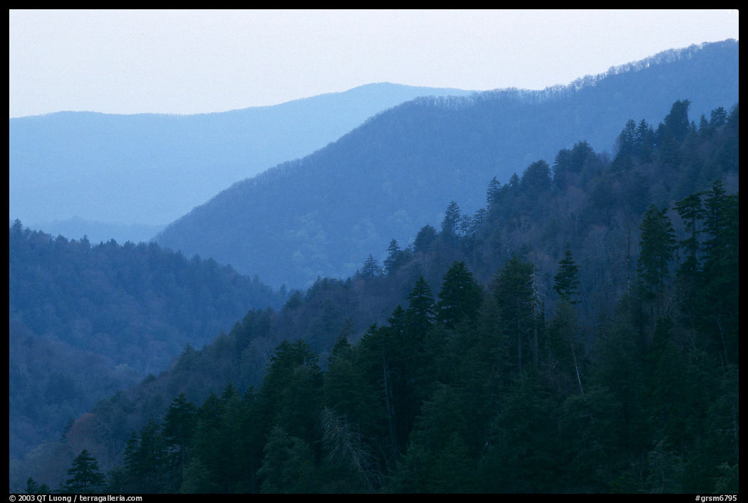 Ridges from Morton overlook, dusk, Tennessee. Great Smoky Mountains National Park, USA.