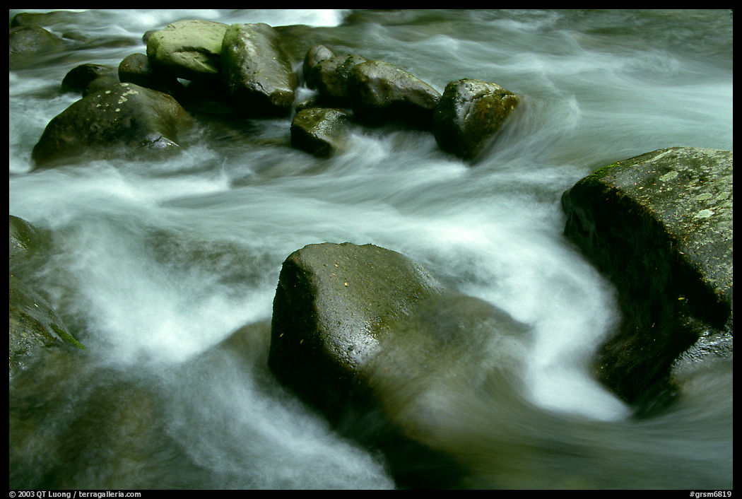 Rocks in river, Greenbrier, Tennessee. Great Smoky Mountains National Park, USA.