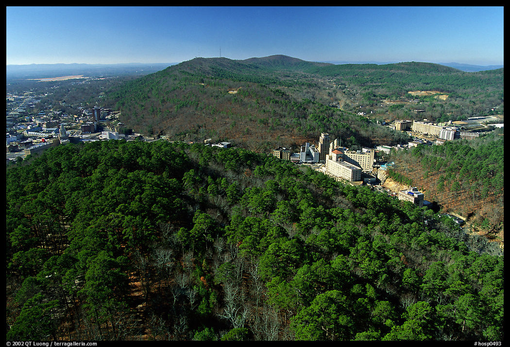 View of Hot Springs from the mountain tower in winter. Hot Springs  National Park, Arkansas, USA.