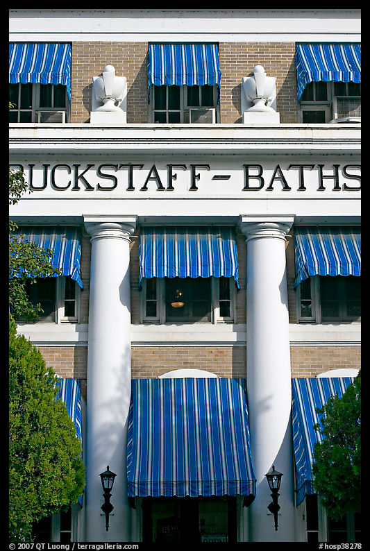 Blue shades, Buckstaff Baths. Hot Springs  National Park, Arkansas, USA.