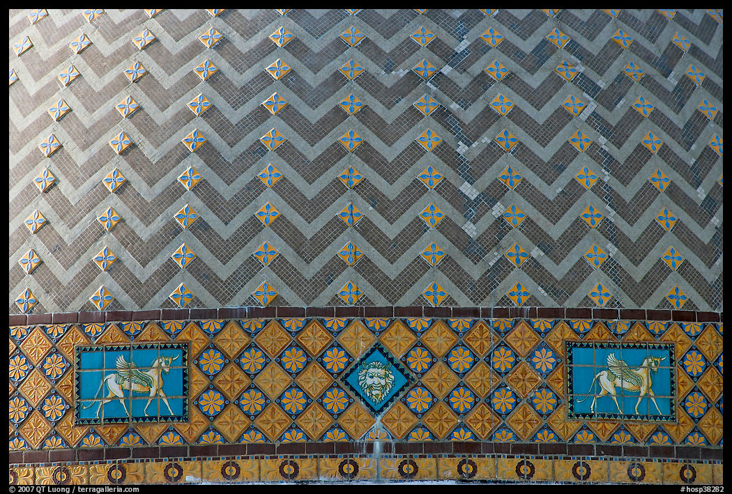Detail of tiled dome of Quapaw Baths. Hot Springs  National Park, Arkansas, USA.