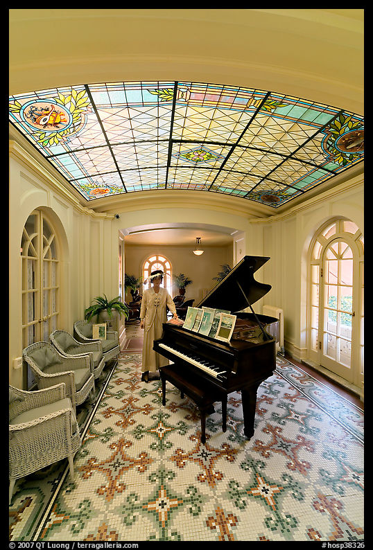 Music room with ceiling of art glass. Hot Springs  National Park, Arkansas, USA.