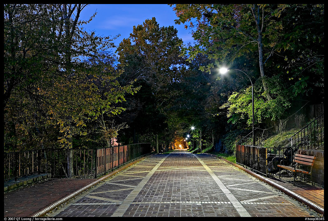 Grand Promenade at dusk. Hot Springs  National Park, Arkansas, USA.