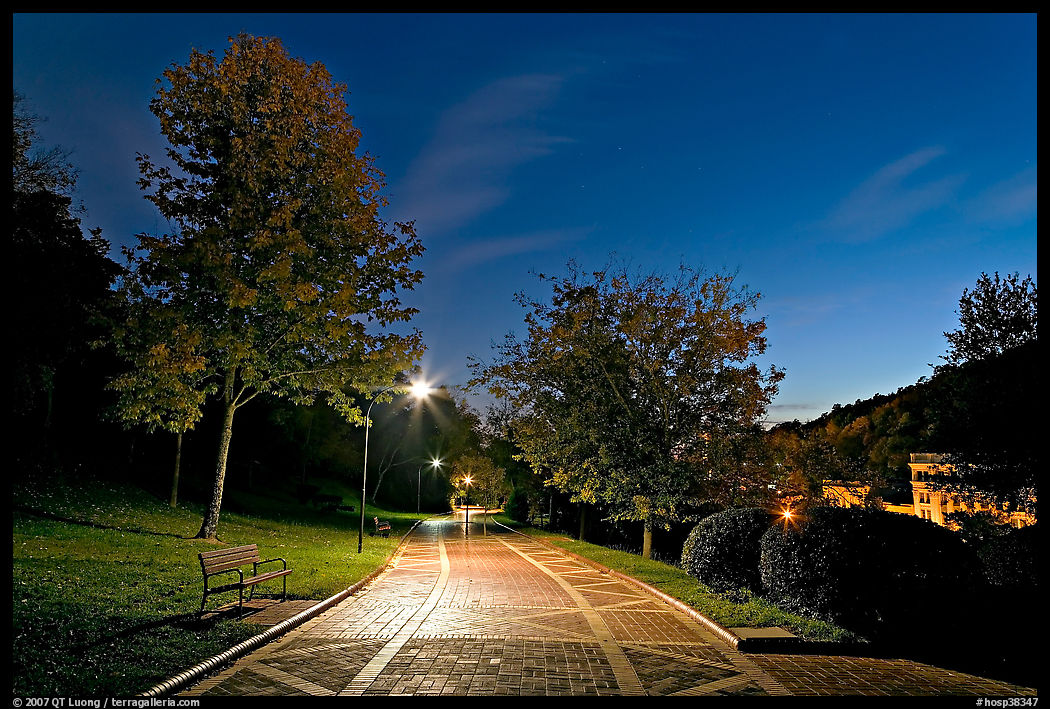 Grand Promenade at night. Hot Springs  National Park, Arkansas, USA.