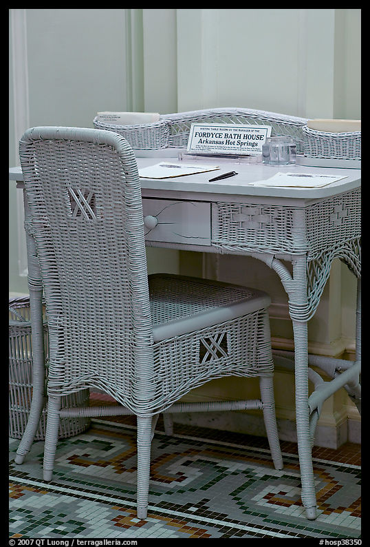 Desk in assembly room. Hot Springs  National Park, Arkansas, USA.