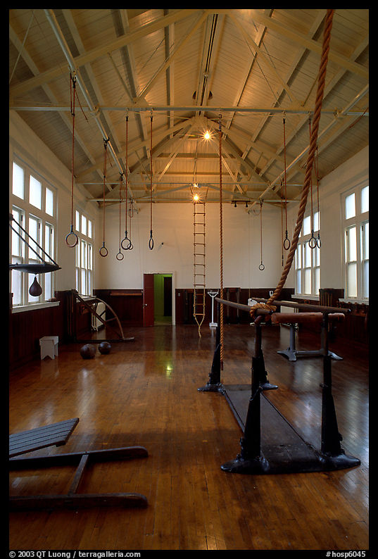 Gym inside Fordyce Bathhouse. Hot Springs  National Park, Arkansas, USA.