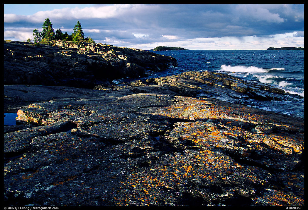 Rock slabs near Scoville point. Isle Royale National Park, Michigan, USA.