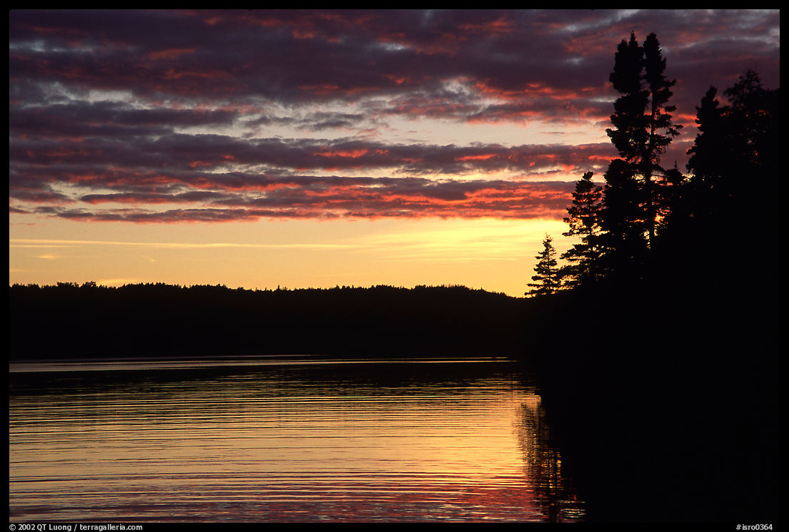 Lake Chippewa at sunset. Isle Royale National Park, Michigan, USA.