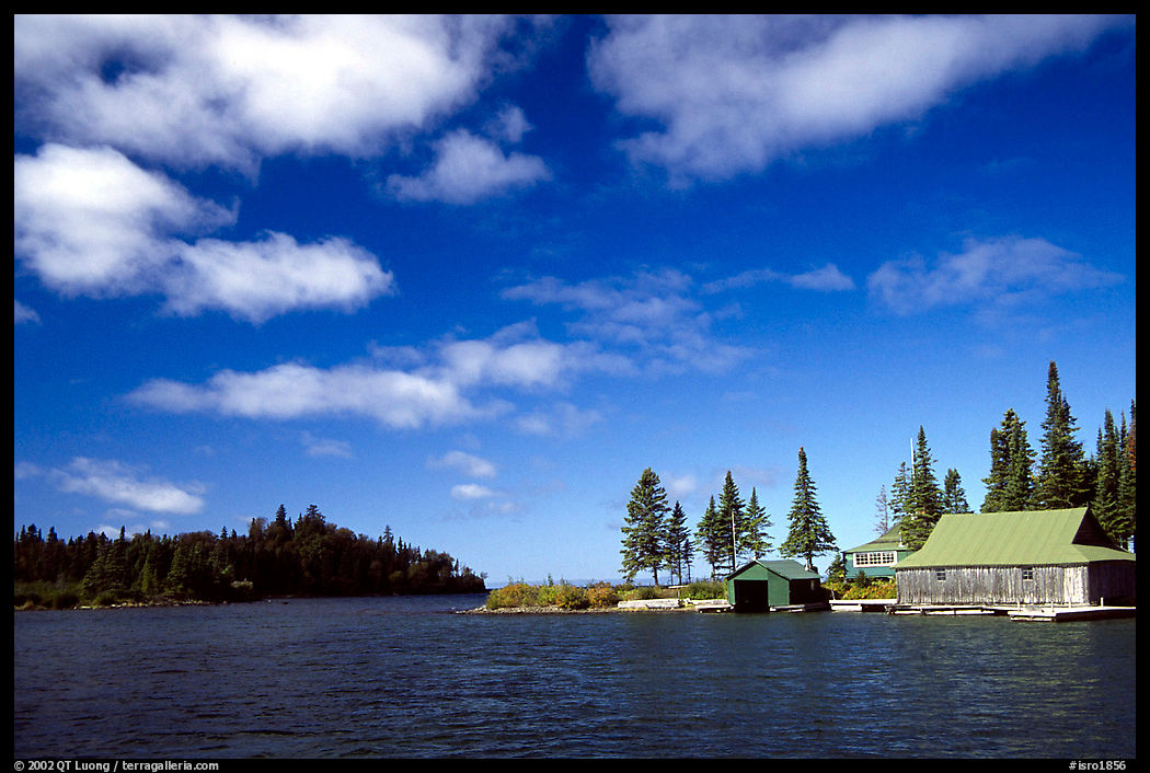 Private fishermen's residences. Isle Royale National Park, Michigan, USA.