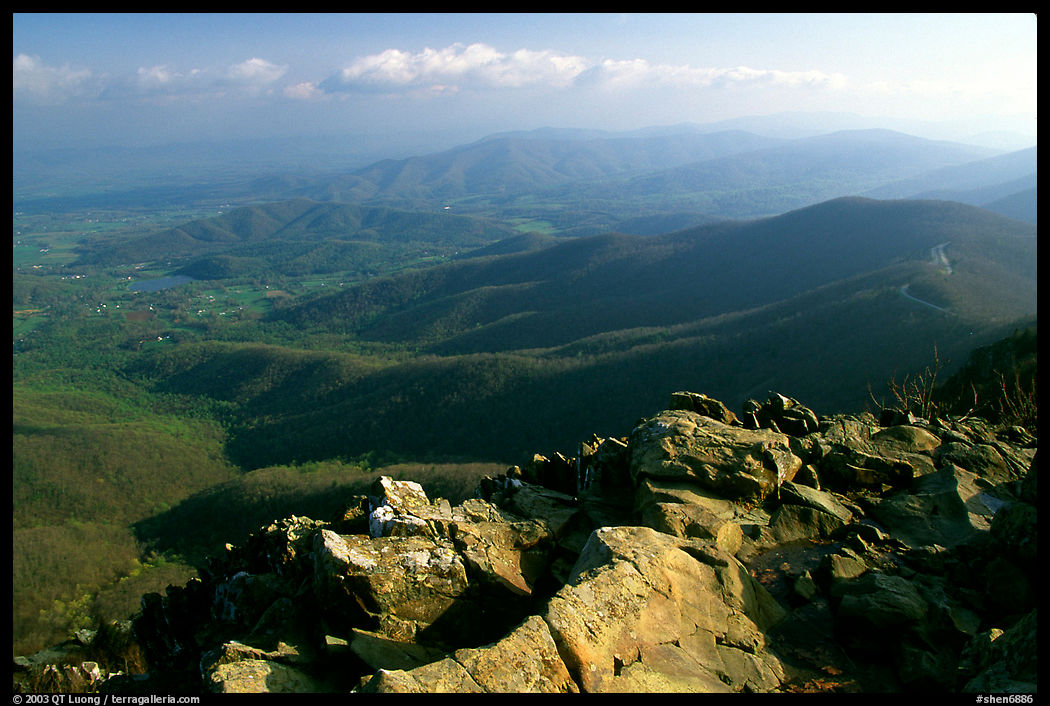 Panorama from Little Stony Man, early morning. Shenandoah National Park