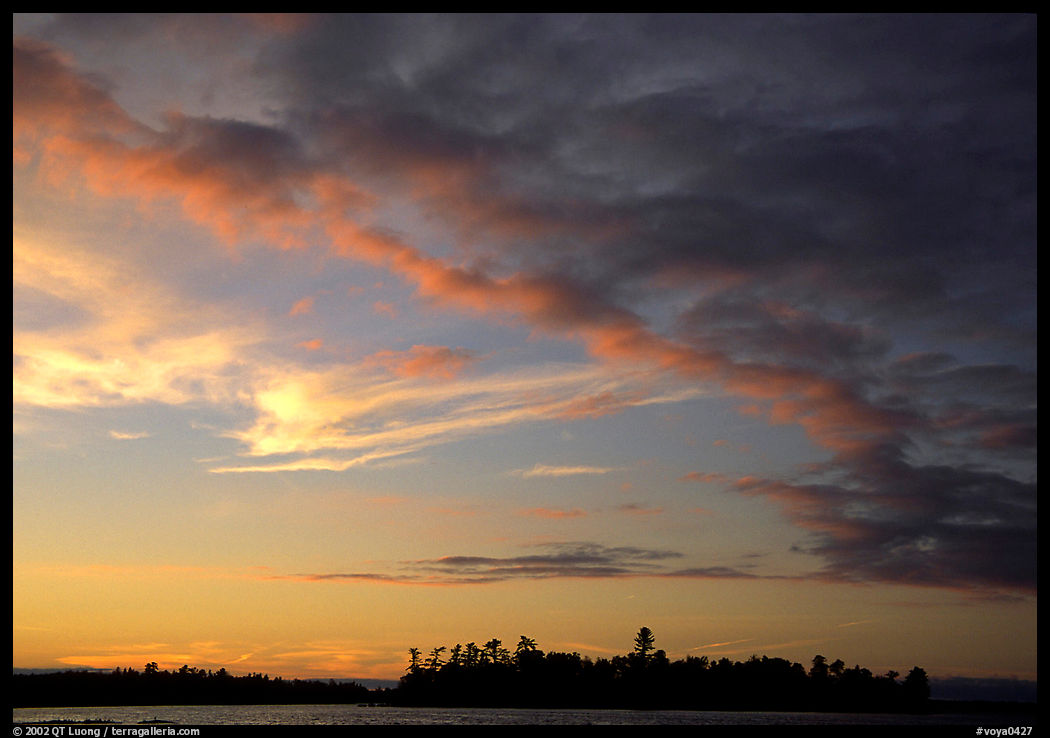 Clouds at sunset, Kabetogama lake. Voyageurs National Park, Minnesota, USA.