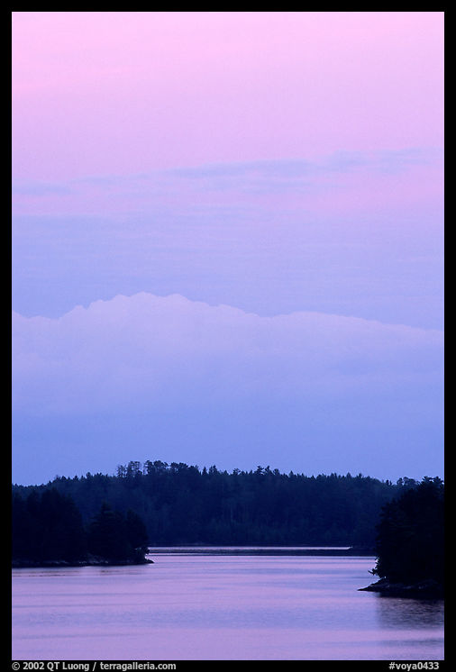 Kabetoga narrows at dusk. Voyageurs National Park, Minnesota, USA.