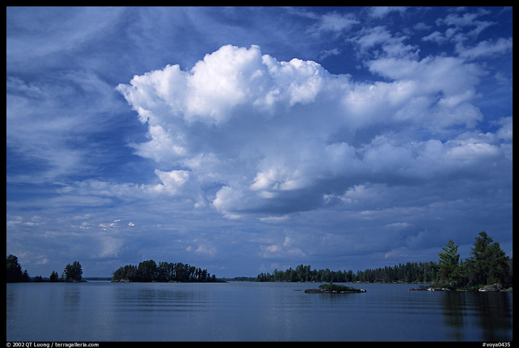 Bright cloud above Rainy lake. Voyageurs National Park