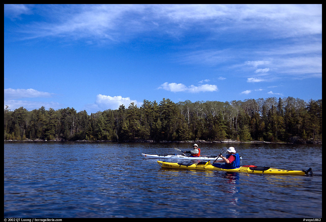 Modern Voyageurs in kayaks. Voyageurs National Park, Minnesota, USA.