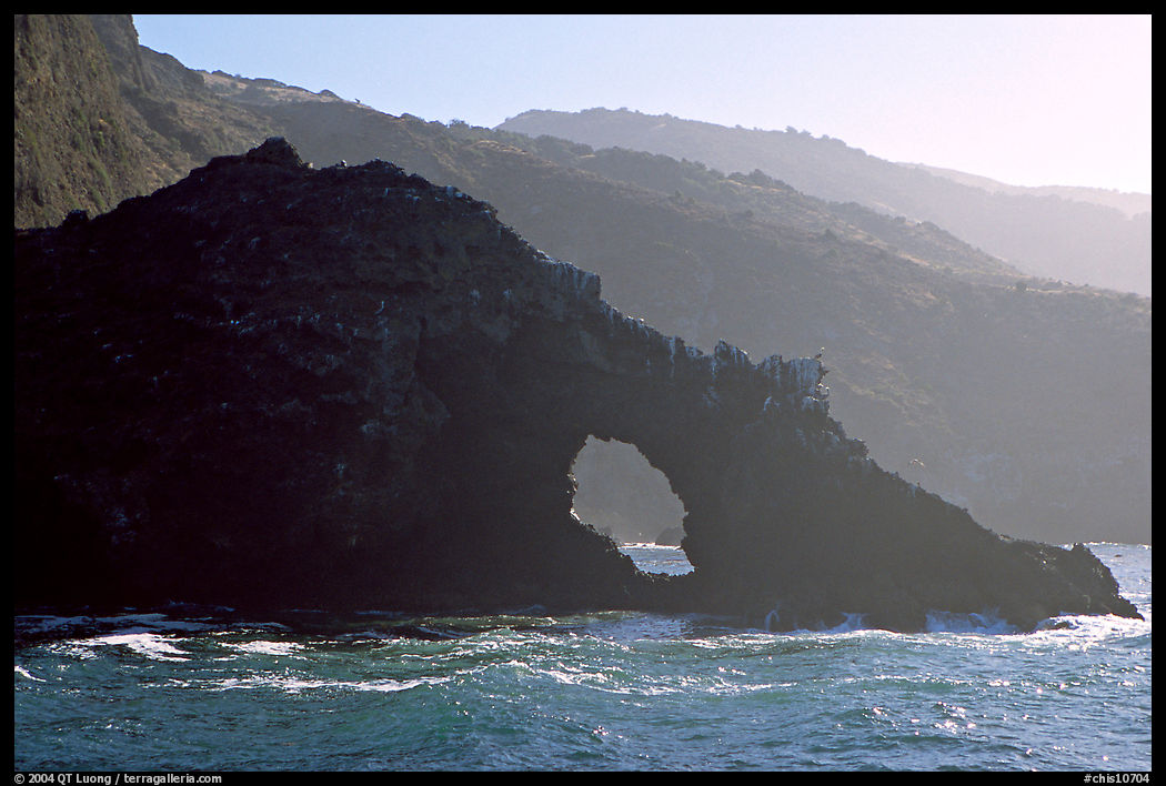 Sea arch and ridges, Santa Cruz Island. Channel Islands National Park, California, USA.
