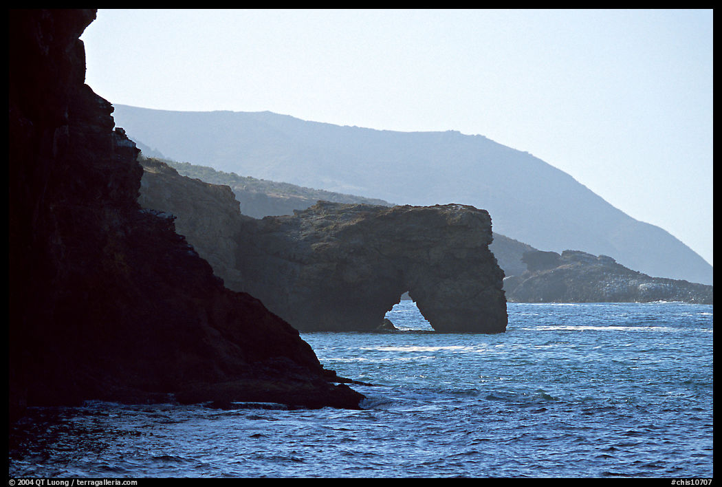 Coastline with sea arch, Santa Cruz Island. Channel Islands National Park, California, USA.