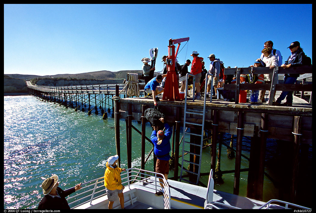 Approaching Bechers Bay pier, Santa Rosa Island. Channel Islands National Park, California, USA.
