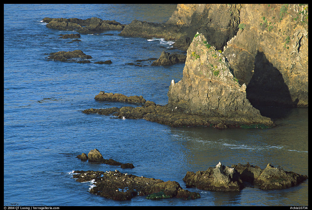 Rocky shoreline of Middle Anacapa Island. Channel Islands National Park, California, USA.