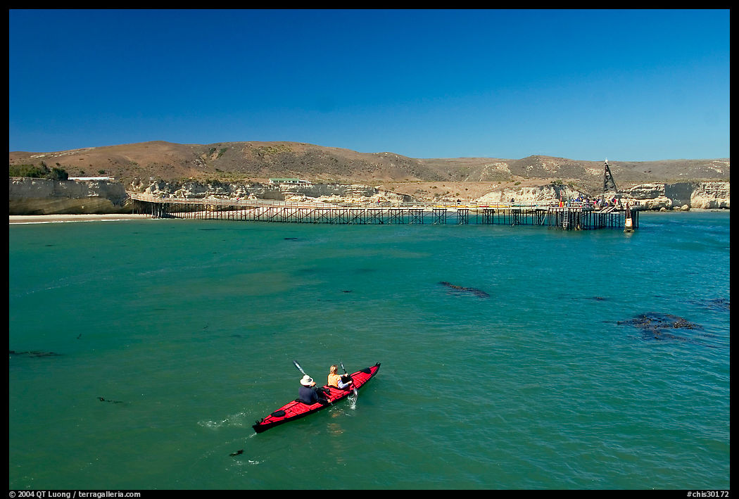 Kayakers in Bechers Bay, Santa Rosa Island. Channel Islands National Park, California, USA.