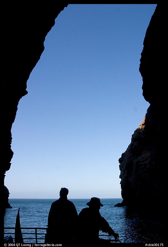Looking out from inside Painted Cave, Santa Cruz Island. Channel Islands National Park, California, USA.