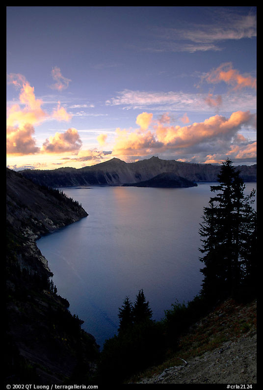 View towards  West from Sun Notch, sunset. Crater Lake National Park