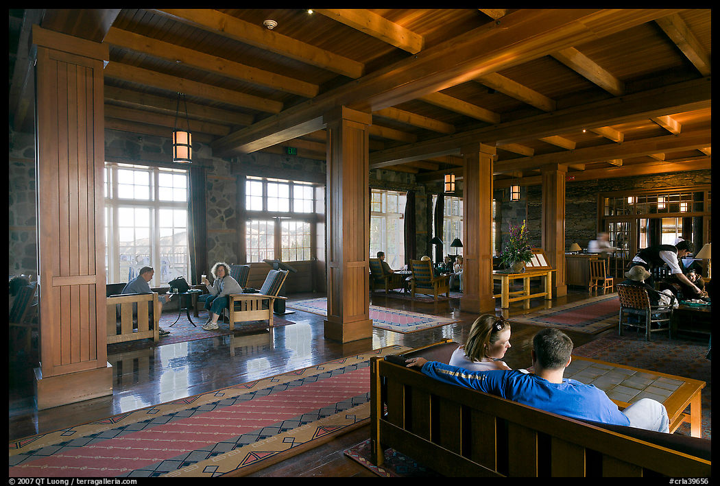 Main lobby of Crater Lake Lodge. Crater Lake National Park, Oregon, USA.
