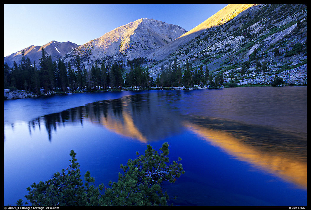 Reflections on lake at sunset. Kings Canyon  National Park, California, USA.