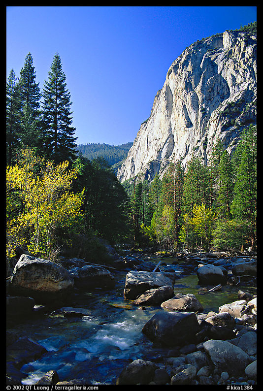 Kings River and cliffs in Cedar Grove. Kings Canyon  National Park, California, USA.