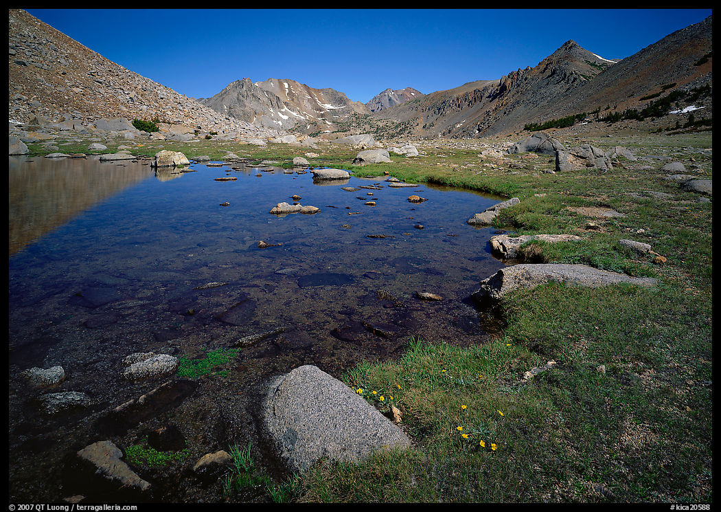 Pond at Sawmill Pass, morning. Kings Canyon  National Park, California, USA.
